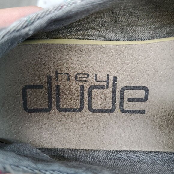 Hey Dude Shoes Womens Size 8 Gray Canvas Wendy Black Confetti Slip On Loafers - Picture 3 of 9